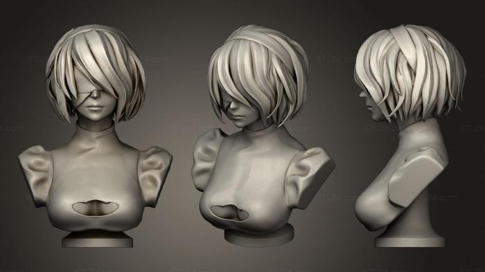 Busts of heroes and monsters (2B Bust, BUSTH_1858) 3D models for cnc